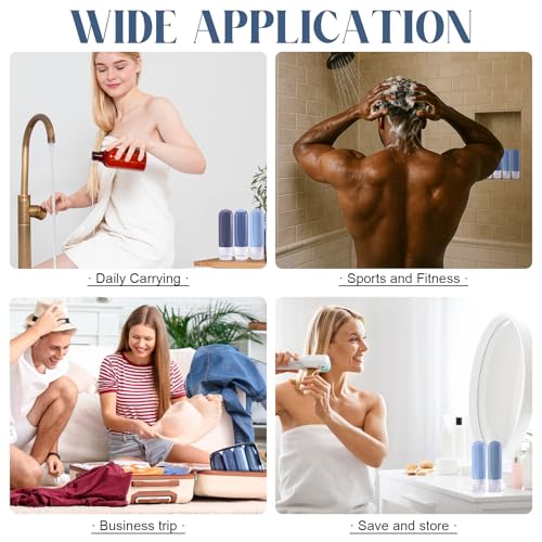 Travel Bottles for Toiletries, 3oz TSA Approved Travel Size Toiletries, Silicone Leak-Proof Refillable Containers, Squeezable Liquid Essentials Bottles W/Clear Bag (BLUE) - color: BLUE