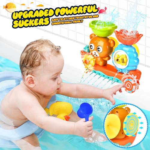 Baby Bath Toys Toddlers 1-3 Bear Kids Bath Tub Toys with 2 Turtle Swimming Wind up Water Toys & 3 Floating Boat Bathtub Toys for Infants Boys Girls 18+ Months Gifts Box Set - style: Turtles and bear