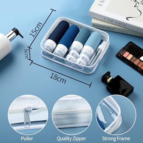 Mrsdry 16 Pack Travel Bottles Set, TSA Approved Leak Proof Silicone Squeezable Containers for Toiletries, Refillable Travel Accessories for Conditioner, Shampoo, Lotion & Body Wash Accessories - color: Navy, size: Mudium