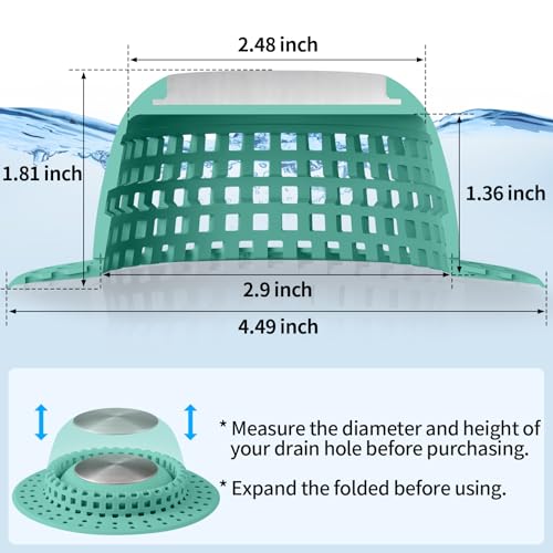 Aluvor Shower Drain Hair Catcher Bathtub Drain Cover Sink Drain Protector | Bathroom Sink & Bathtub Drain Strainer for Pop-Up & Regular Drains, Silver Aqua - color: Silver Aqua