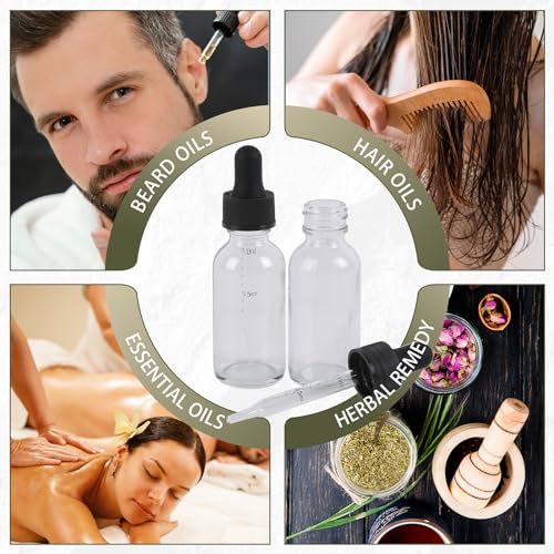 NOOEEISS 48 Pack,1oz Glass Dropper Bottle, Clear Tincture Bottles with Dropper, Pretty Finish for All Kinds of Liquids,Oil Bottles for Hair- Stronger Suction ideal for Leakproof Travel - color: Clear, size: 1oz-48Pack