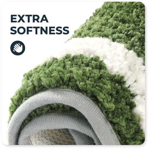 Toilet Bath Rug, U-Shaped Non-Slip Toilet Rug, Flower Rug for Bathroom Floor Soft Plush Microfiber Mat Super Absorbent Washable Bath Shower Mat, 20 x 22 Inches, Green - color: Green