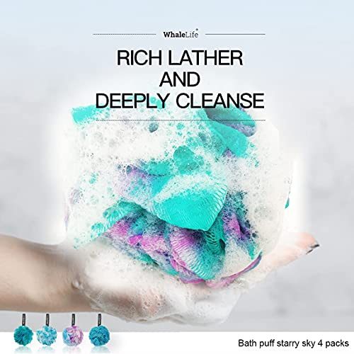 Loofah Sponge Bath Sponge for Women Men 4 Pack (Blue Conbine) - style: Blue Conbine