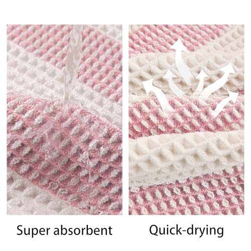 Waffle Bath Mat Non Slip, Boho Bathroom Rug, Super Absorbent Quick Dry Bathroom Mat, Soft Farmhouse Bath Rug with Tassels, Small Washable Shower Mats for Floor 20"x32", White and Pink - color: Pink and White, size: 1'8" x 2'8" (Rectangular)