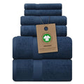 Alusa Home 100% Organic Zero-Twist Cotton Towels - GOTS Certified Luxury Bath Towels - Ultra Soft & Plush 700GSM Long-Staple Cotton - 6 Piece Towel Set (Navy Blue) - color: Navy, size: 6pc Towel Set