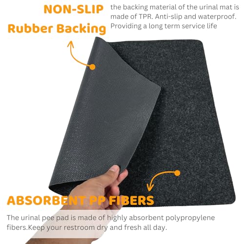 SAVUK Urinal Mats Non-Slip Non-Adhesive Water Absroption Bathroom, Restaurant, Gym, Restroom Toilet Floor Pad for Men and Women Hexagon Shaped Dark Gray Commercial Splash (6 PACK) - style: 6 PACK