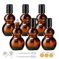 Essential Oil Roller Bottles, Amber Gourd Shaped Glass Roller Bottles with Stainless Steel Roller Ball, for Travel,Perfume (Amber-Black Cap, 50ML) - color: Amber-Black Cap, size: 50ML