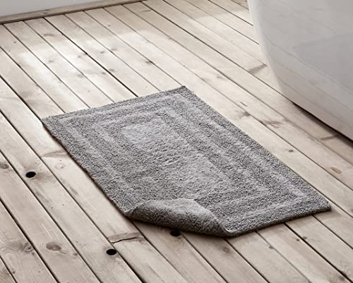Eddie Bauer - Bathroom Rug, 100% Soft Plush Tufted Cotton Bath Rug, Highly Absorbent, Quick-Dry, and Skid-Resistant Backing (Logan Chrome Grey, 2 Piece) - color: Chrome Grey, style: 2 Piece