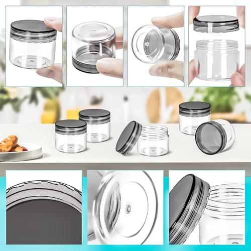 40 Pack 20g Plastic Jars with Lids, 20ml Round Clear Cosmetic Containers Makeup Jars, 0.7oz Travel Size Container Jar with Spatulas for Makeup Sample Lotion Cream Ointment Salve Balm Powder - color: Black, size: 20g