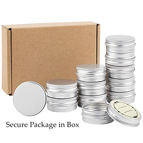 TUZAZO 24Pack 1/2 Oz Aluminum Tin Cans with Screw Lid and Labels, Refillable Travel Sized Cosmetic Containers Small Tins for Lip Balms, Salves, Lotion Bars, Candles - size: 0.5oz*24