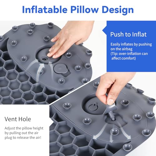Goowin Bath Pillows for Tub, New Generation Skin-Friendly Silicone Bath Pillow, Luxury Bathtub Pillow for Head and Neck, Powerful Suction Tub Pillow for Bathtub with Inflatable Airbag (Grey) - color: Grey