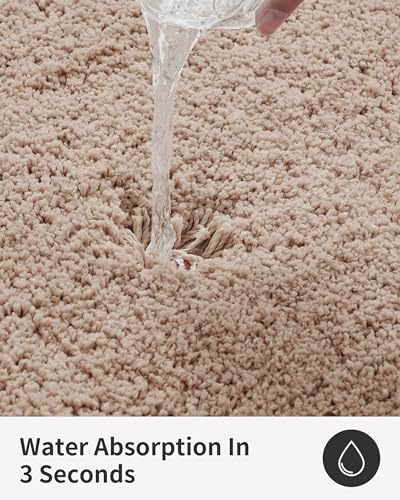 ILANGO Beige Bathroom Rugs 48" × 24" Non Slip & Super Absorbent Extra Thick Soft, Washable Bath Mat for Floor, Microfiber Plush Shaggy Bath Rug with Rubber for Bathtub Shower Room Sink - color: Beige, size: 2' x 4' (24''x48'' Bathroom Rug)