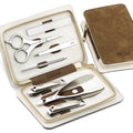 DEOU Premium Manicure Set 8 in 1, 420J2 Stainless Steel Pedicure Kit with Luxury Leather Case, Professional Grooming Tools for Travel & Home, (Brown) - color: Brown