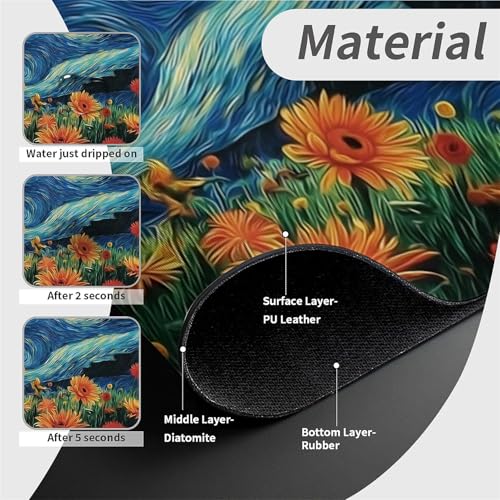 Faucet Fast Absorbent Pad - Starry Night Floral Field , Suitable For Kitchen, Bathroom, Island And Other Scenes - color: Starry Night Floral Field