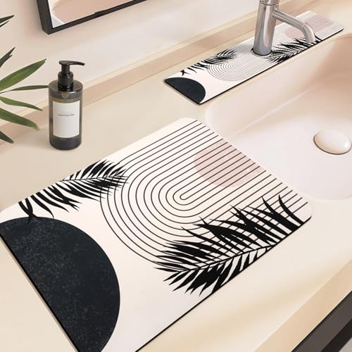 19.5" x 12" Dish Drying Mat & 24" x 5.5" Sink Splash Guard, Super Absorbent Drainer Rack Mat for Kitchen Counter Coffee Bar - color: 02Black, size: 19.5"*12"+24"*5.5"