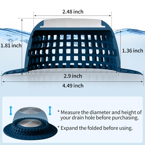 Aluvor Shower Drain Hair Catcher Bathtub Drain Cover Sink Drain Protector | Bathroom Sink & Bathtub Drain Strainer for Pop-Up & Regular Drains, Silver Navy Blue - color: Silver Navy Blue
