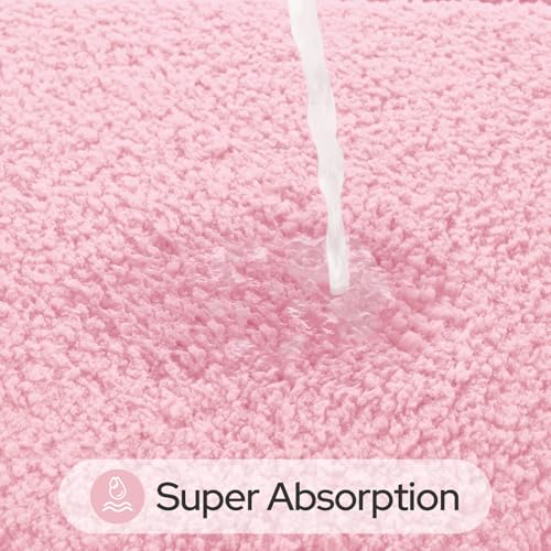 HOMEIDEAS Bathroom Rugs Sets 2 Piece, Soft Bathroom Mats and Absorbent Microfiber Machine Washable Bath Mats for Shower Room, Bathtub, Kitchen (20" x 32" + 16" x 24", Pink) - color: Pink