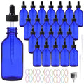 AuroTrends Glass Dropper Bottle 2 oz 24Pack, Blue Glass Tincture Bottles with Dropper, Funnel, Stickers, Plastic Graduated Pipette - color: Blue, size: 2fl.oz-24Pack