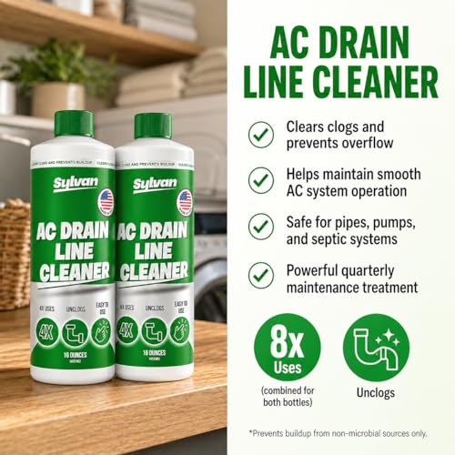 AC Drain Line Cleaner | 2x 16 Oz (8 Uses) | 12 Month Supply | Made in USA | Universal Compatibility | Removes Clogs and Buildup from HVAC Condensate Lines | Air Conditioner Unclogger - size: 2x 16 Oz