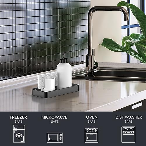 Gurygo 8" Ceramic Kitchen Soap Tray - Small Rectangular Vanity Tray for Bathroom - Countertop and Vanity Tray - Comestic Holder Bathtub Organizer - Bathroom Tray, (Black, Set/1) - color: Black, size: 7.9" x 4" x 1.1"
