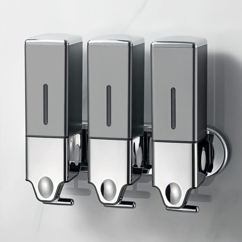 No-Drill 3 Pack 500ml Wall Mounted Soap Dispenser for Bathroom and Kitchen, Shampoo and Conditioner Dispenser Drill Free with Adhesive(Square-Grey) - color: Grey-2
