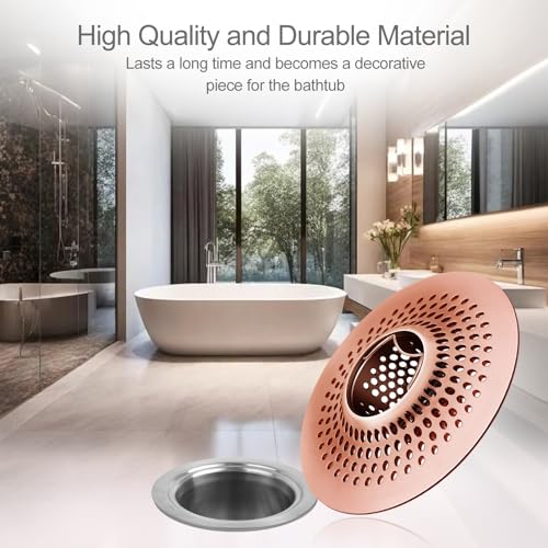LEKEYE Shower Drain Hair Catcher/Bathroom Drain Cover/Bathtub Drain Strainer/Shower Stall Drain Protector(Red Copper) - color: Red Copper