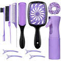 11 Pcs Hairbrush Set, Detangle Hair Brush And Spray Bottle, 3 Pieces Smooth Hairbrush For Toddlers, Suitable For Wet and Dry Hairstyles, Suitable For Adults And Children. (Purple) - color: Purple