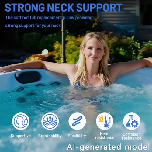 4-Pack Hot Tub Headrest MASX540720/ HTCP8-05-0094 / X540720 Compatible with Master Spas Starting in 2009, Generic Charcoal Grey Flat Pillow Replacement, Hot Tub Pillow Easy Installation