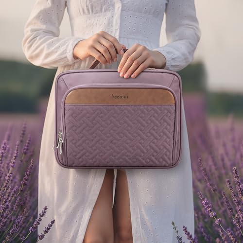 Travel Hanging Toiletry Bag for Women, with Jewelry Organizer Compartment, Medium Waterproof Hanging Makeup Accessories, Cosmetic Essentials, Toiletries Dopp Kit Set with Trolley Belt, Dark Purple - color: Dark Purple, size: Medium