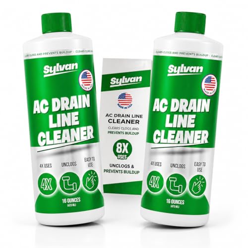 AC Drain Line Cleaner | 2x 16 Oz (8 Uses) | 12 Month Supply | Made in USA | Universal Compatibility | Removes Clogs and Buildup from HVAC Condensate Lines | Air Conditioner Unclogger - size: 2x 16 Oz