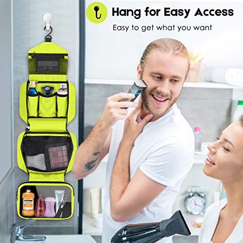 Travel Toiletry Bag for Women, Dopp Kit for Men, Waterproof Makeup Bag Shaving Bag with Hanging Hook, Portable Toiletry Organizer for Traveling and Camping - color: green