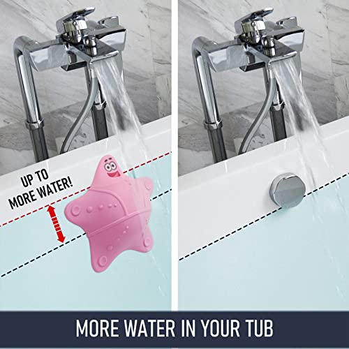HengLiSam Bathtub Overflow Drain Cover, Starfish-Shaped Silicone Bath Tub Drain Plug with 5 Suction Cups, Adds 3-4 Inches of Water Depth, Pink - color: Pink