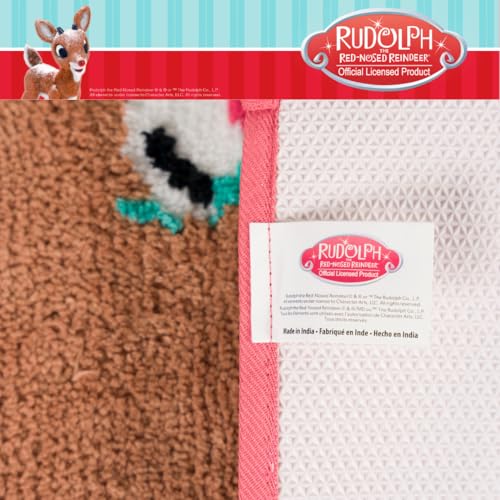 Collectibles Rudolph The Red Nose Reindeer Holiday & Christmas Non Slip Plush Poly Knit Bathroom Mat Rug, 17x24, (Officially Licensed Product) By Franco - color: Rudolph the Red Nose Reindeer