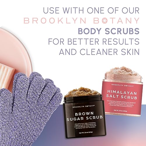 Brooklyn Botany Exfoliating Gloves for Bath and Shower – Heavy Duty Exfoliating Body Scrubber for Massage and Dead Skin Remover for Body – 2 Pairs - style: 2 Pair Gloves