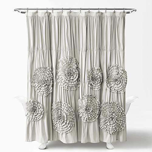 Lush Decor Serena Shower Curtain, 72" W x 72" L, Light Gray - Ruffled Bathroom Curtain - Gray Fabric Shower Curtains - Coquette Decor - color: Light Gray