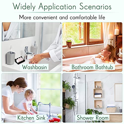 Cunhill 2 Pieces Silicone Soap Dish Self Draining Soap Dish Shower Waterfall Bar Soap Holder Tray with Drain Soap Saver for Kitchen Bathroom Accessories (Black) - color: Black