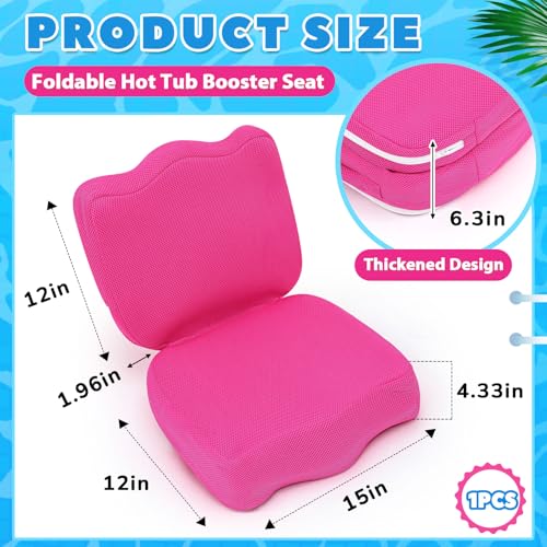 Yerliker 1 Pcs Foldable Hot Tub Booster Seat for Adults Adjustable 2 Heights up to 6.3", Weighted Booster Seat 3D Air Mesh Hot Tub Accessories Quick Dry Micro Dot Non Slip for Spa Bathtub Pool (Pink) - color: Pink