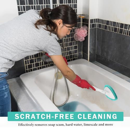 Baderke 4 Pcs Tub Tile Scrubber Cleaning Brush Pads (Without Handle) Compatible with Qaestfy Non-Scratch Scouring Pads Scrub Brush for Shower Bathroom Buildup Toilet Wall Floor(Green) - color: Green
