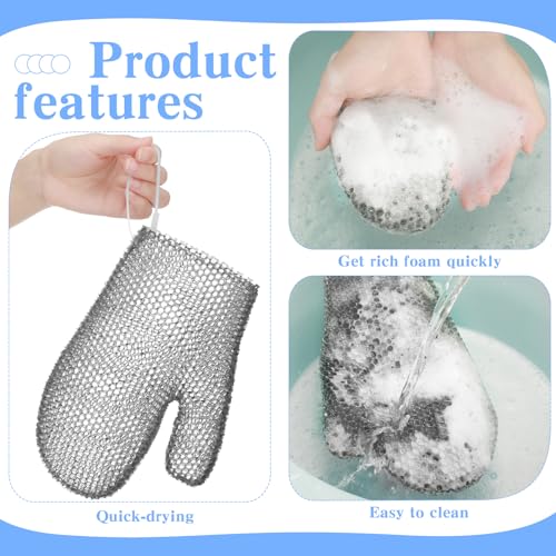 Vesici 2 Pcs Honeycomb Exfoliating Glove Set Exfoliating Bath Mitt Honeycomb Face and Body Scrubber Shower Mitt Sponges for Cleaning Body Shower Face Skin Beauty Spa(Gray) - color: Gray
