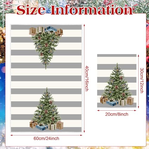 Sratte 6 Pcs Christmas Kitchen Towels Winter Dish Towels Absorbent Gray Strip Reindeer Snowmen Hand Towel Snowflake Gloves Decorative Xmas Tea Towel Decor Cozy Winter Decor for Kitchen Bathroom Gift - color: Beige, Gray, size: Cozy Winter