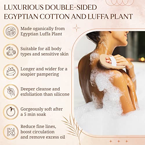 SERRENTO Loofah Body Scrubber, Natural Luffa Shower Sponge, 2 Count - color: Beige