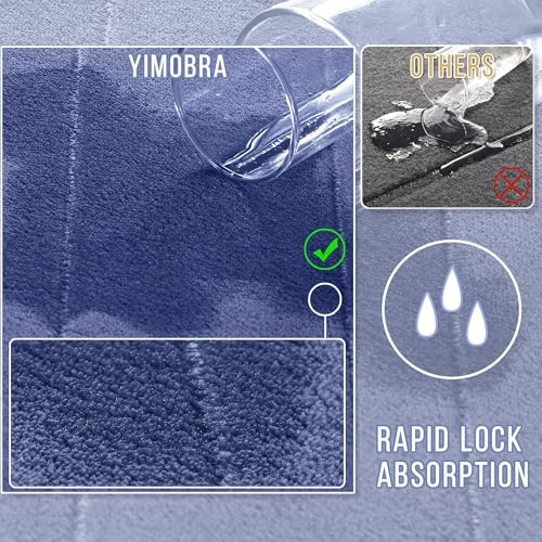 Yimobra 3 Pieces Memory Foam Bath Mat Set with U-Shaped Toilet Rug - Non Slip Super Soft Absorbent Quick Dry Bathroom Rugs for Bathtub, Vanity & Toilet Base, Navy Blue - color: Navy Blue, size: 44''x24'' + 31.5''x20'' + 24''x20''