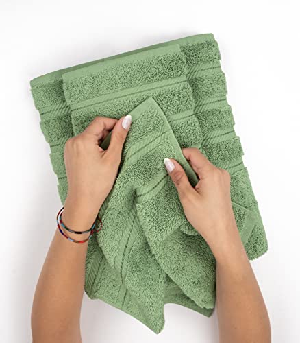 American Soft Linen 100% Cotton Luxury Turkish Towels, 6 Piece Towel Set | Soft Absorbent Quick Dry OEKO Tex Standard 100 Certificated Durable Machine Washable Breathable Premium Hotel Quality - color: Sage Green, size: 6PC (2BT + 2HT + 2WC)