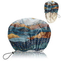 Luxury Shower Cap Satin Lined Reusable Waterproof Double Layer Elastic Adjustable Hair Bath Cap Cute Aesthetic Women Girls-Mountain - color: F18-Mountain