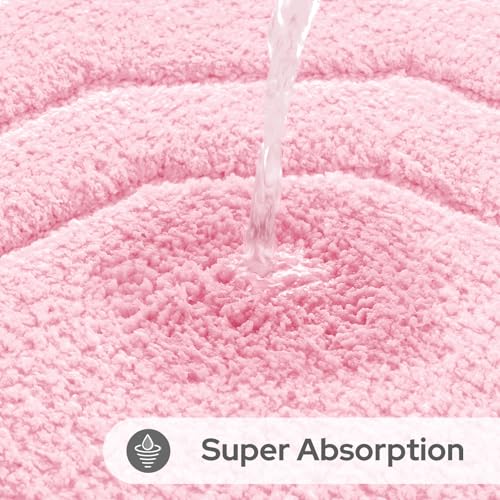 HOMEIDEAS Pink Bathroom Rugs, Absorbent Microfiber Bath Mat with Non-Slip Backing, Machine Washable for Shower - color: Light Pink