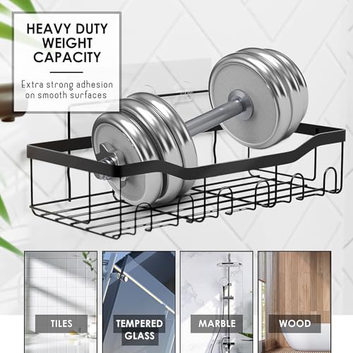 Clara Clark Bathroom Set - Christmas Bathroom Accessories Set, 24PC Bathroom Accessory Set, Christmas Bathroom Sets with Adhesive Corner Shower Caddy Hanging, Toilet Brush, Trash Can & Soap Dispenser - color: Christmas, size: Complete Set + Shower Caddy
