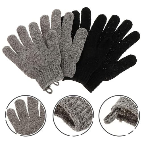 Exfoliating Bath Gloves 4pcs Set Polyester Scrub Wash Mitts for Shower Skin Exfoliation Bathroom Cleaning Gloves for Men and Women