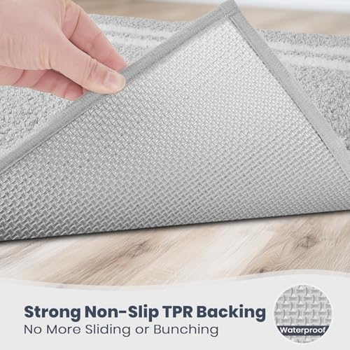 PURRUGS Bathroom Rug Non-Slip Machine Washable 20" x 24" U-Shaped, Super Absorbent and Quick Dry Shaggy Microfiber Bath Mat, Extra Soft and Plush Contour Rug for Toilet Base, Light Grey - color: Light Grey, size: 20" X 24" U-Shaped
