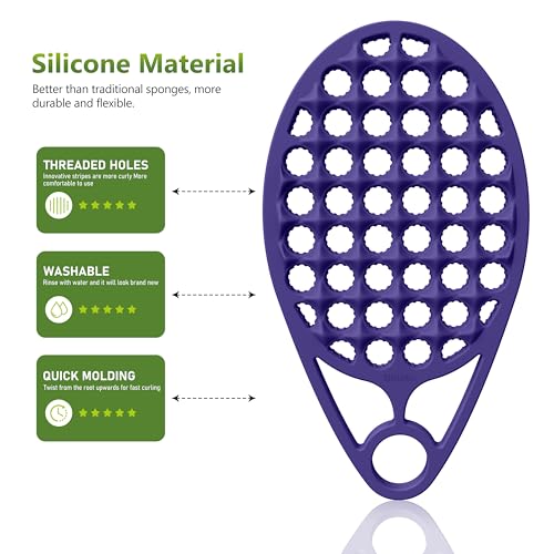 KOUPA Silicone Afro Twist Brush with Pick Comb - Easy Clean Dual-Sided Design with Textured Holes for Defined Afro Curls, Suitable for Coily Hair Men & Women, Purple - color: Purple