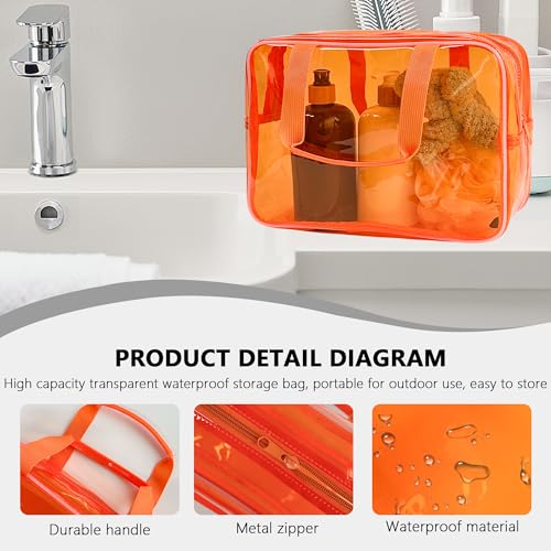 PVC Clear Pure Color Transparent Large Zipper Cosmetic Pouch Travel Makeup Cosmetic Bag with Handle for Travel Bathroom Toiletry Organizer (A23014-101-2) - color: A23014-101-2